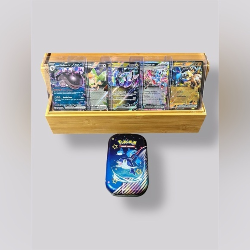 Pokemon EX Foil Cards with Mini Pafin Dolphin Tin Set